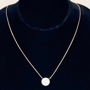 Vintage 1925 Brand Rose Gold Clear Crystal Necklace - 17”